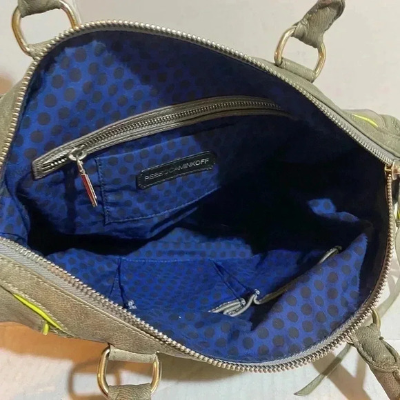 Rebecca Minkoff grey green leather satchel handbag - Picture 10 of 14